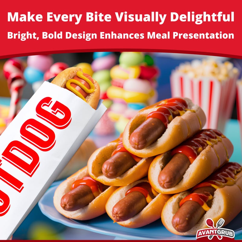 Avant Grub Grease-proof, Warming Foil Hotdog Wrapper Bags 50pk. Classic HotDog Bags in Aluminum Wrap, Keep Hot Dog Warm and Fresh. Super Durable Perfect Party Supplies for Carnival, Fundraiser, Concession Stand - Image 4